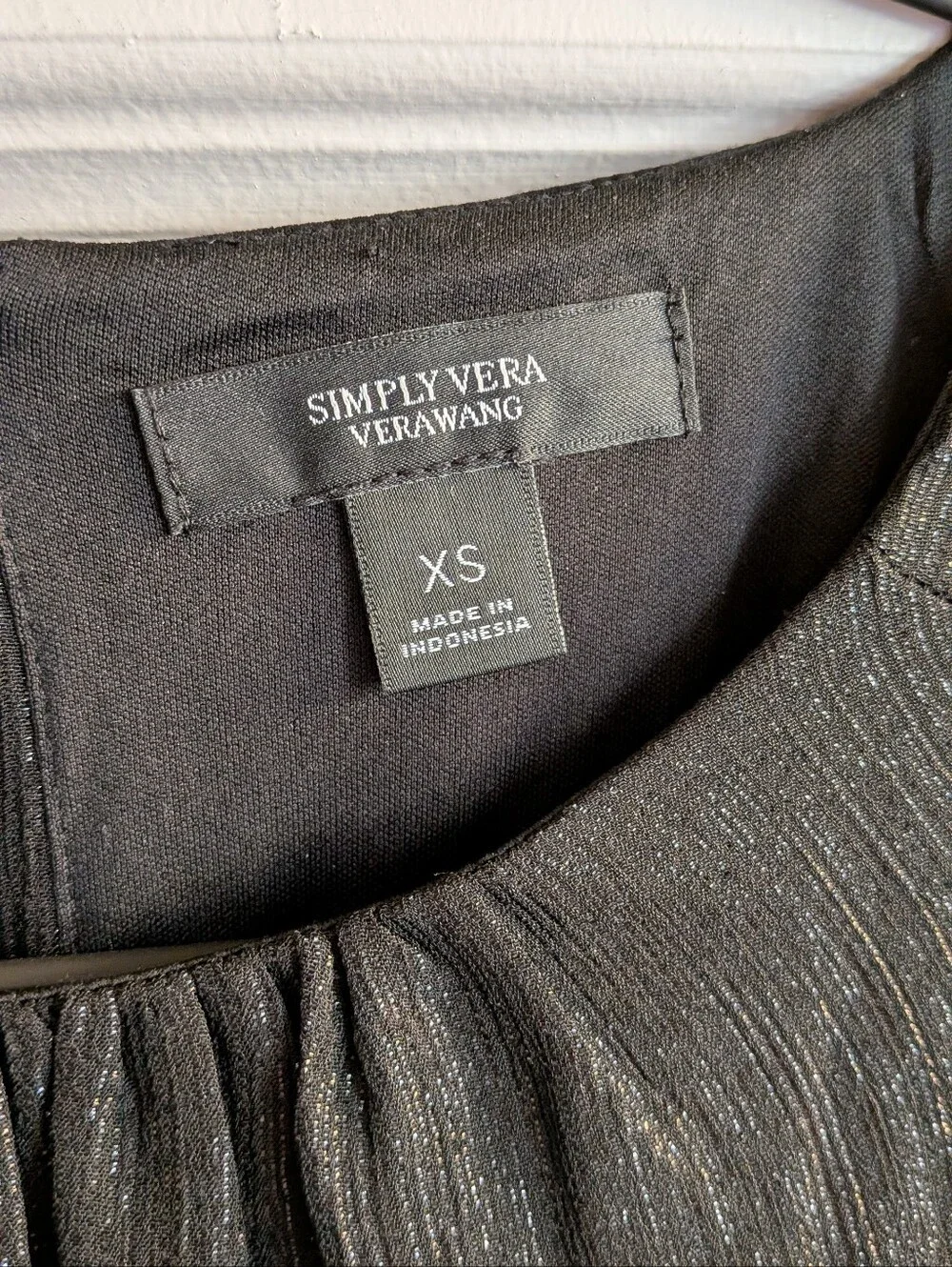 Vera Wang Black Metallic Tiered Long-Sleeve Dress